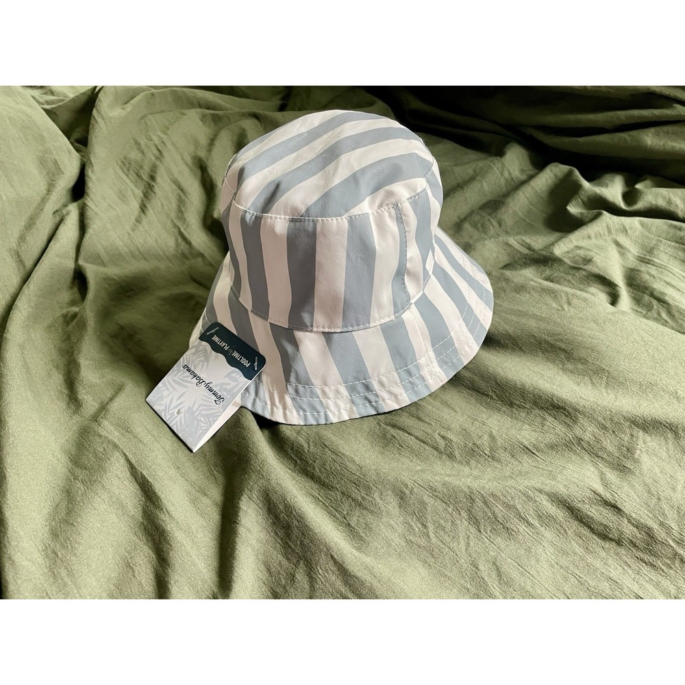 Tommy Bahama Baby Bucket Hat NWT Reversible Striped Swim Beach Cap Chin Strap OS